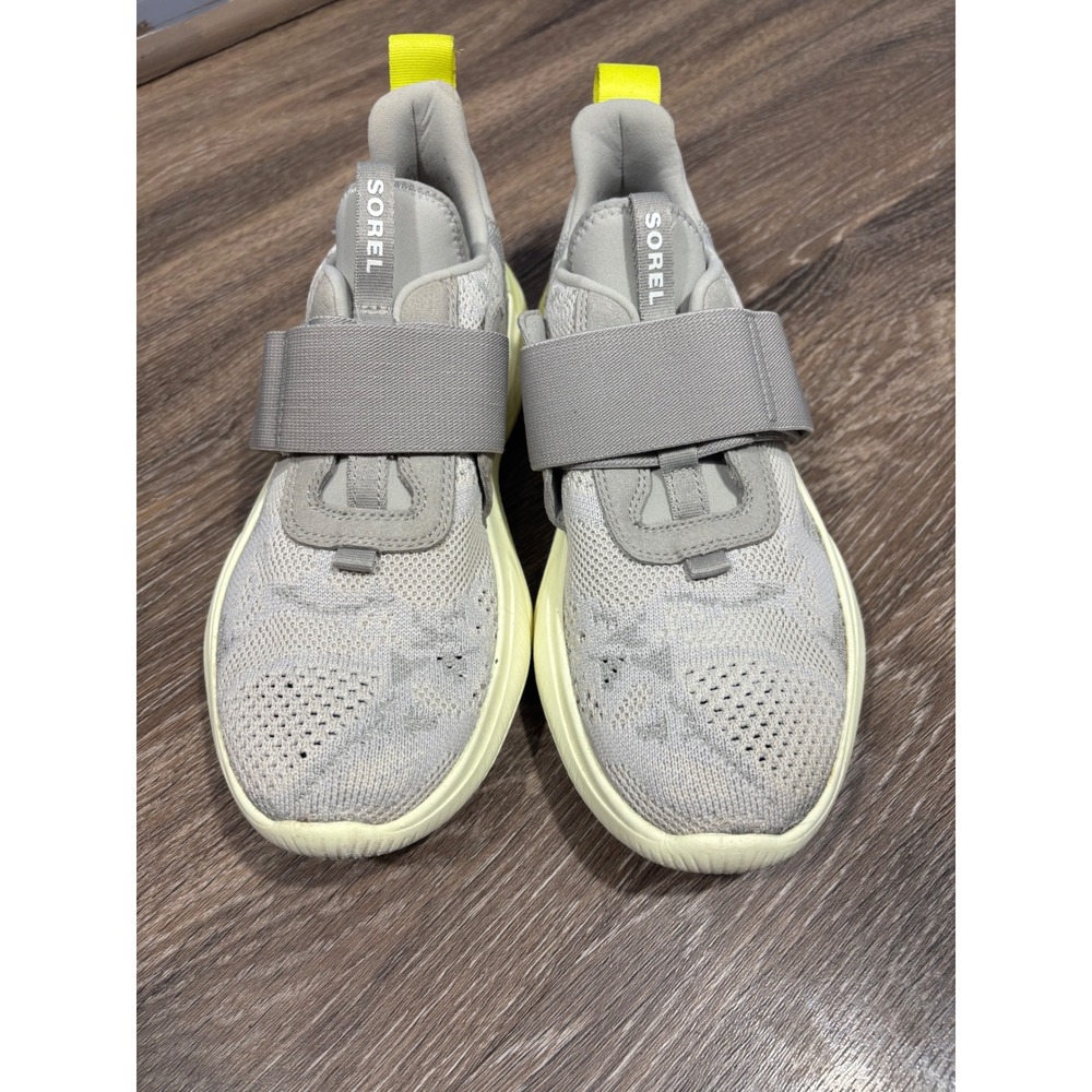 SOREL Kinetic Impact Strap Grey Yellow Mesh Sneakers LL6029-278‎ Womens 9.5